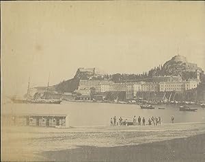 Grèce, Corfu, Vue d un port, ca.1880, vintage albumen print