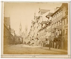 Allemagne, Nuremberg, Nürnberg, église Saint-Laurent et rue commerçante