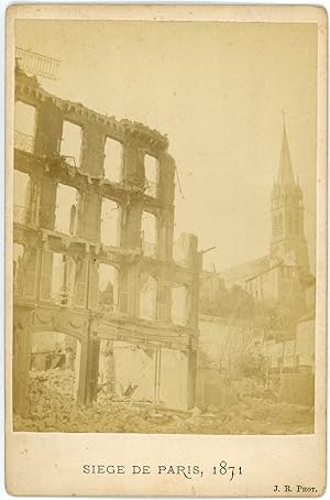 Guerre 1870, Siège de Paris, Immeuble détruit, 1871, vintage albumen print