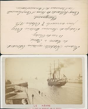 France, Le Havre, Entrée du port au moment de la marée, Départ de bateau, circa 1870
