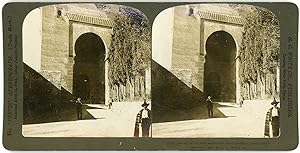 Stereo Espagne, Grenade, Granada, Alhambra, Porte de la Justice, 1901
