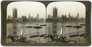 Stereo, H. C. White Co., The Houses of Parliament from across the Thames, London, England