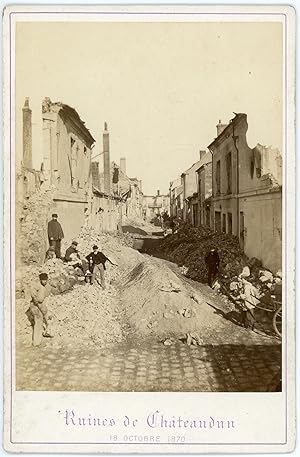 Guerre 1870, Ruines de Châteaudun, 1870, vintage albumen print