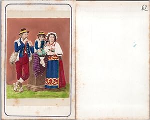 Italie, Italia, Naples, Napoli, Famille en costume traditionnel local, circa 1870