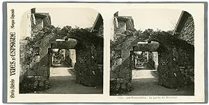 Stereo Espagne, Pays Basque, Fontarrabie, La porte Saint Nicolas, circa 1900