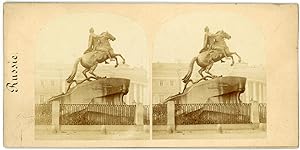 Stereo Russie, Russia, Saint Petersbourg, Statue de Pierre Le Grand, Le Cavalier de Bronze, circa...