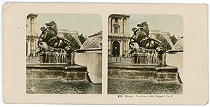 Stereo Italie, Italia, Rome, Roma, Fontana delle Najadi, circa 1900, colorisée
