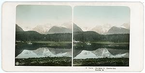 Stereo Slovaquie, Tatra,  trba,  trbské Pleso, Csorba-tó, Schirm See, Lac, circa 1900
