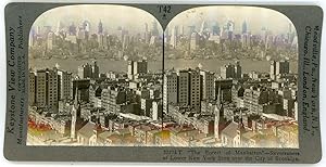Stereo, USA, New York City, The forest of Manhattan, Skyscrapers, circa 1900