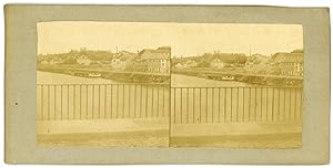 STEREO Ville en bord de rivière à identifier, circa 1880