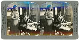Stereo, USA, President William Howard Taft and Mrs. Taft in home life, circa 1908