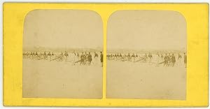 STEREO Armée, soldats, chars à canons, manoeuvres, guerre, circa 1870