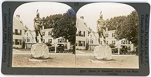 Stereo, USA, Plymouth, Mass., Statue of Massasoit, chief of the Wampanoags, circa 1900