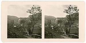 Stereo, France, Allemagne ou Suisse, village de montagne et chalets à identifier, circa 1900