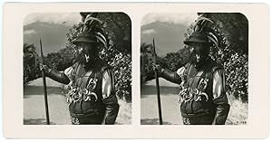 Stereo, Suisse Allemagne ou Autriche, Homme en costume traditionnel local, circa 1900