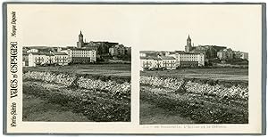 Stereo Espagne, Pays Basque, Fontarrabie, L'église et le château, circa 1900