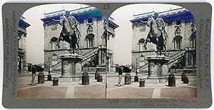 Stereo, Keystone View Company, Underwood & Underwood, Statue of Marcus Aurelius before the Capito...