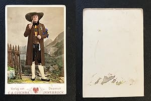 Czichna, Innsbruck, Österreich Volkstrachten, Tirol, Homme en costume, circa 1870