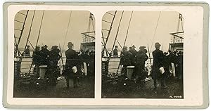 Stereo, Personnages à bord d'un bateau, On board a ship, à identifier, circa 1900