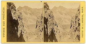 STEREO France, Pyrénées, Lac de montagne à identifier, circa 1870