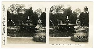 Stereo, Italie, Italia, Rome, Roma, Villa Borghese, Fontaine des Chevaux, circa 1910