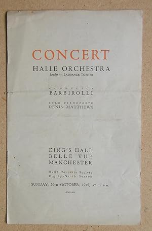 Halle Orchestra. Concert Programme. 20th October 1946.