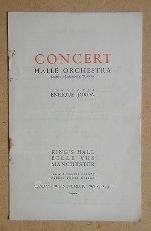 Halle Orchestra. Concert Programme. 10th November 1946.