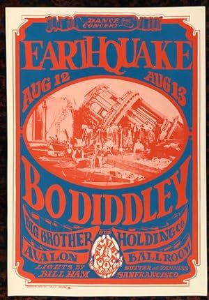 (Rock Poster). EARTHQUAKE. 1967. Family Dog Presents. BO DIDDLEY