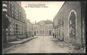 Carte postale Sceaux-du-Gatinais, Rue de Chateau-Landon et la Mairie