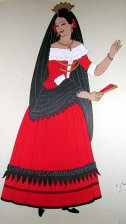 Mujer de Mallorca (Con vestido y abanico rojos)
