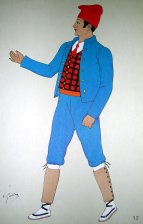 Hombre de Cataluña con barretina roja y traje azul