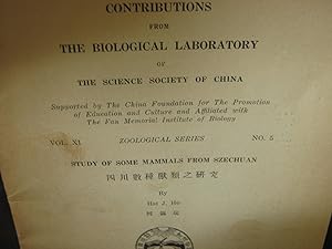 Contributions From The Biological Laboratory of the Science Society Of China Vol. Xi Zoological S...