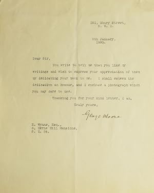 Typed letter, signed "George Moore," one page