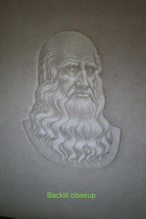 LEONARDO DA VINCI Chiaroscuro Watermark on light blue/grey paper