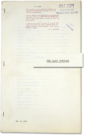 The Last Outpost (Original screenplay for the 1935 film)