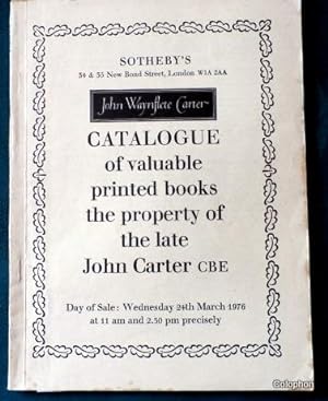 John Waynflete Carter. CBE. Sotheby's Catalogue of the Printed books 24th March 1976