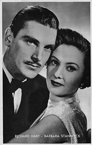 Richard Hart Barbara Stanwyck Rare Kwatta Belgium Postcard Size Film Photo