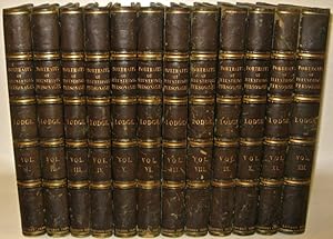 LODGE'S PORTRAITS. ILLUSTRATED PLATES. FOLIOS. FIRST EDITION, 1823. Leather Library Set. Illustri...