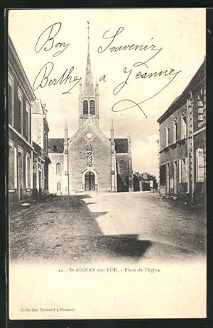Carte postale St-Aignan-sur-Roe, Place de l`Eglise, Strasse an der l'Église
