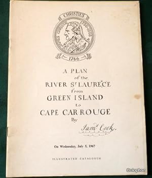 A Plan of the River St Laurence (sic) From Green Island to Cape Car Rouge by James Cook c1760. Ch...