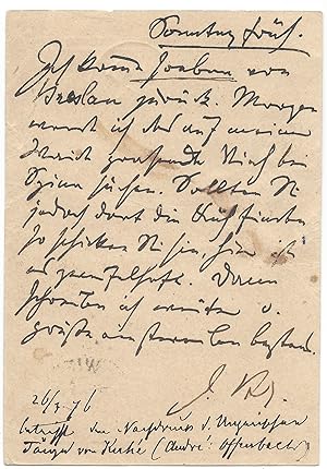 Johannes Brahms' Holograph Letter to Fritz Simrock