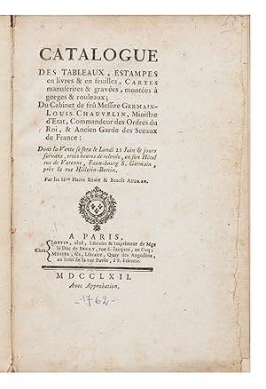 Catalogue des Tableaux, Estampes en livres & en feuilles, Cartes manuscrites & gravées, montées à...