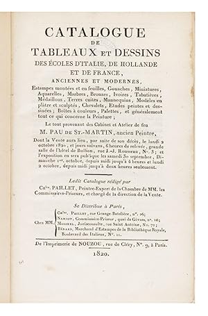 Catalogue de Tableaux et Dessins des Ecoles d'Italie, de Hollande et de France, anciennes et mode...
