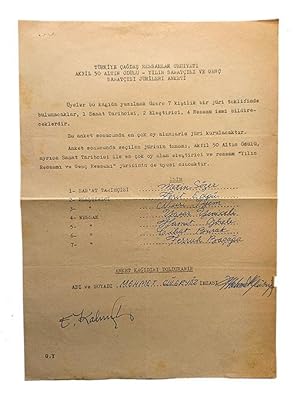 Typed document signed 'Mehmet Güleryüz and E. Kalmik'.