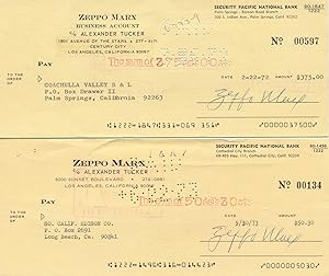 A Pair of SIGNED Personalized Checks, Los Angeles, CA, Feb. 22, 1972 and May 30, 1973