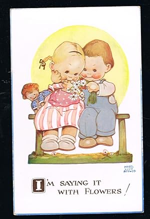 I'm Saying it With Flowers Doll Postcard