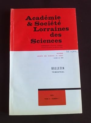 Académie et société Lorraines des sciences - Tome 9 N°1 1970