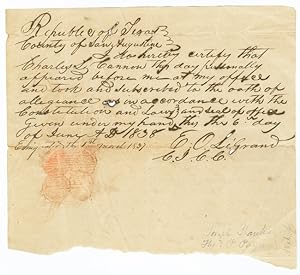 [AUTOGRAPH DOCUMENT, SIGNED, BY EDWIN OSWALD LEGRAND, CERTIFYING THAT CHARLES L. CANNON HAS TAKEN...