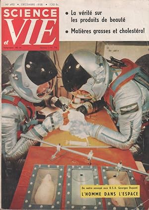 Science et vie N° 495. Produits de beauté - Cholestérol - L'homme dans l'espace Novembre 1958.