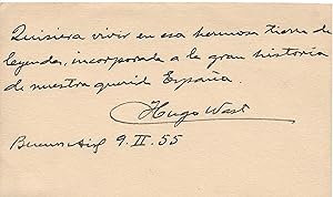 card with autograph signature of Hugo Wast